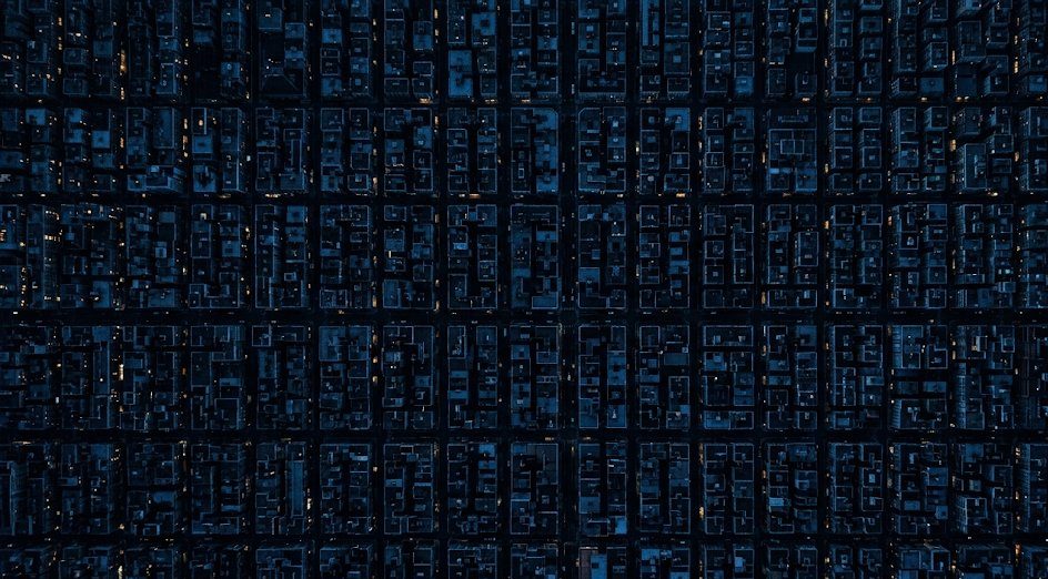 Aerial cityscape at night